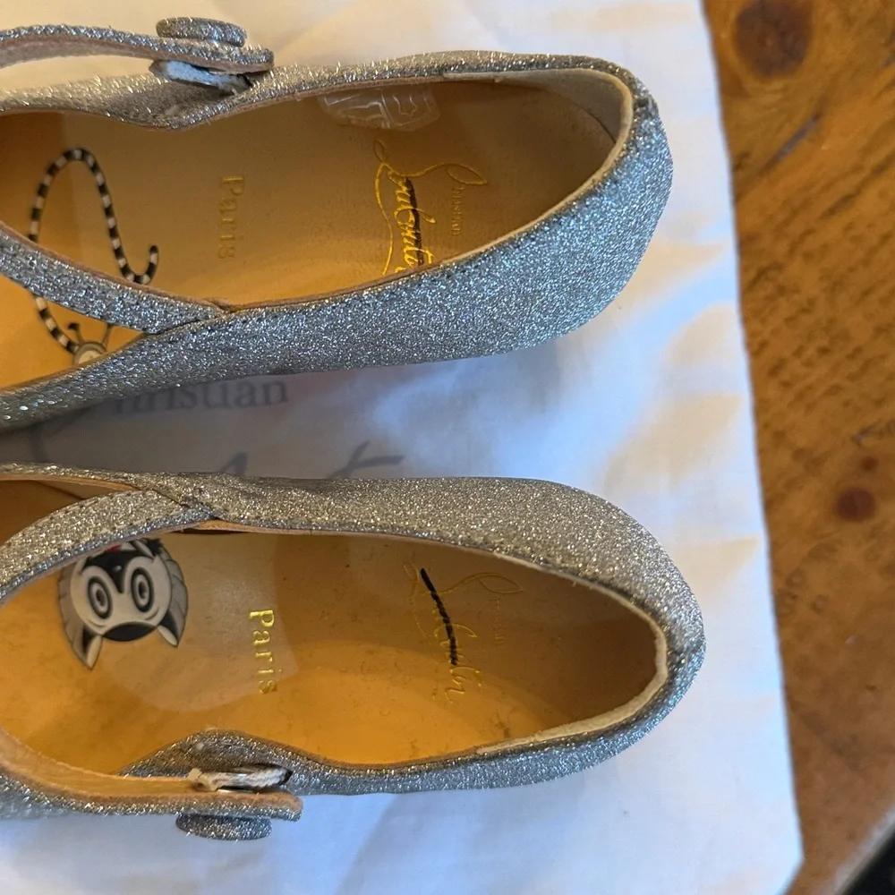 Worn 1x $545 Christian Louboutin Betsina glitter Maryjane Size 30/ US12